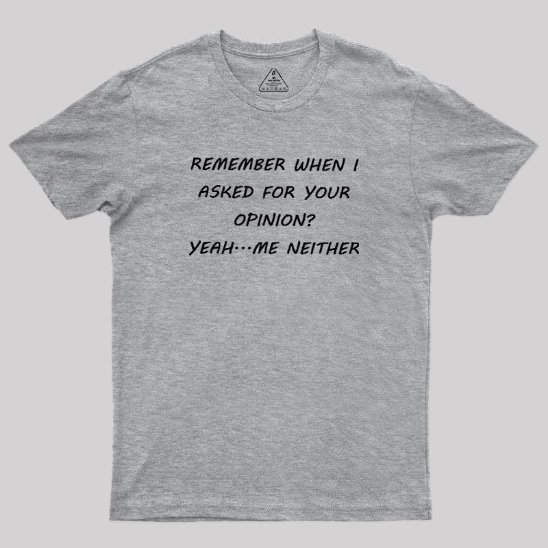 Remember When I Asked For Your Opinion Geek T-Shirt
