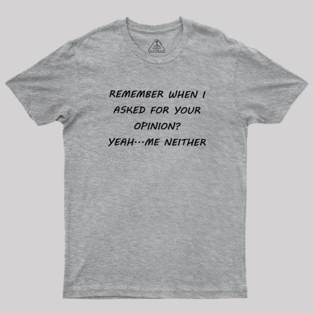 Remember When I Asked For Your Opinion Geek T-Shirt