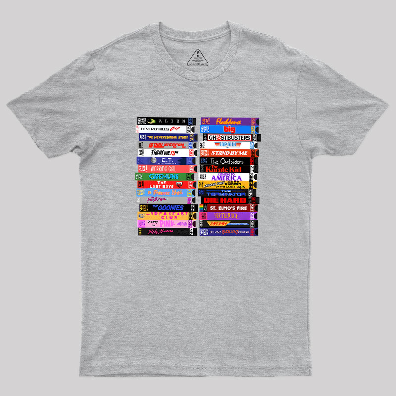 Retro 80s Movies VHS Stacks Geek T-Shirt