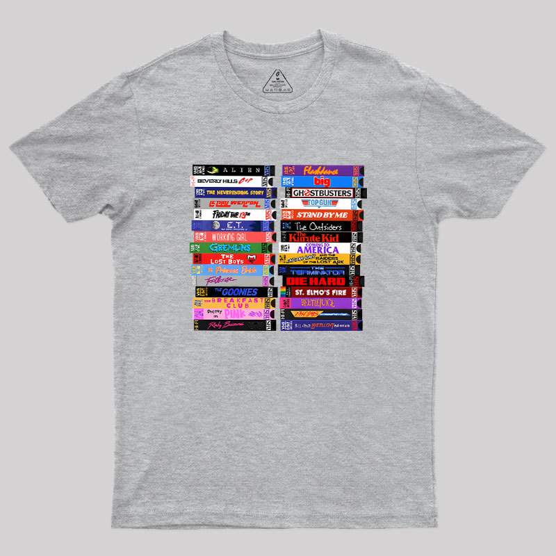 Retro 80s Movies VHS Stacks Geek T-Shirt