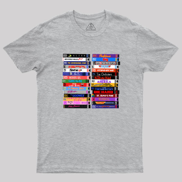 Retro 80s Movies VHS Stacks Geek T-Shirt