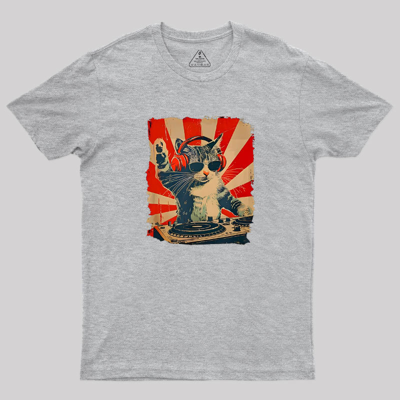 Rock Music Cat Vintage Geek T-Shirt