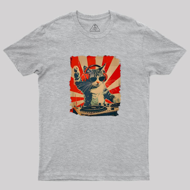 Rock Music Cat Vintage Geek T-Shirt