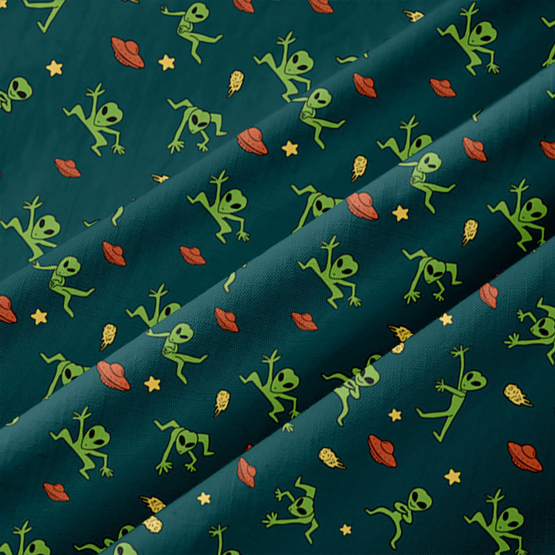 Alien Antics Green Button Up Pocket Shirt