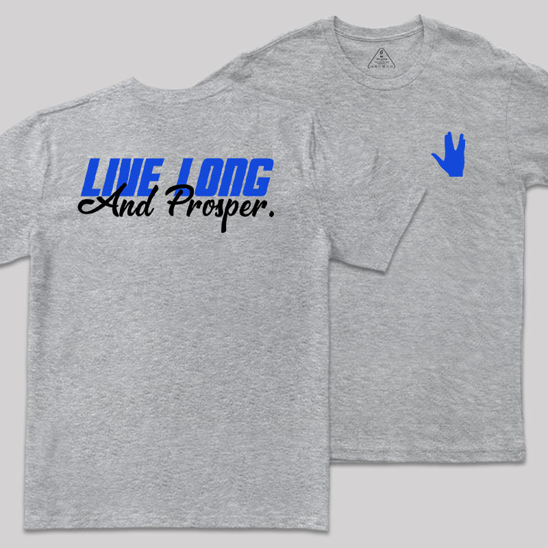 Live Long Front and Back Printed Geek T-Shirt