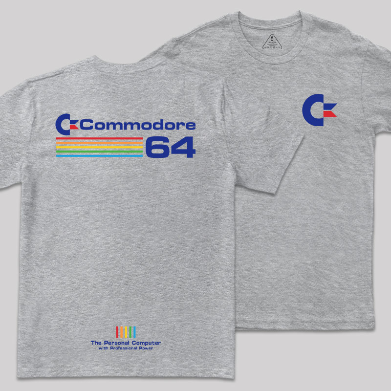 Commodore 64 Blue Front and Back Printing Geek T-Shirt