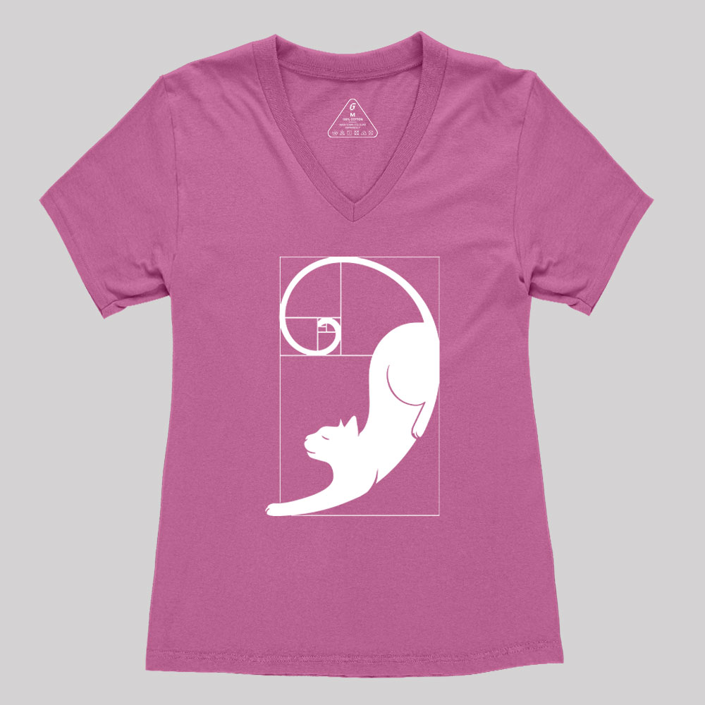 Fibonacci Kitty Women's V-Neck T-shirt