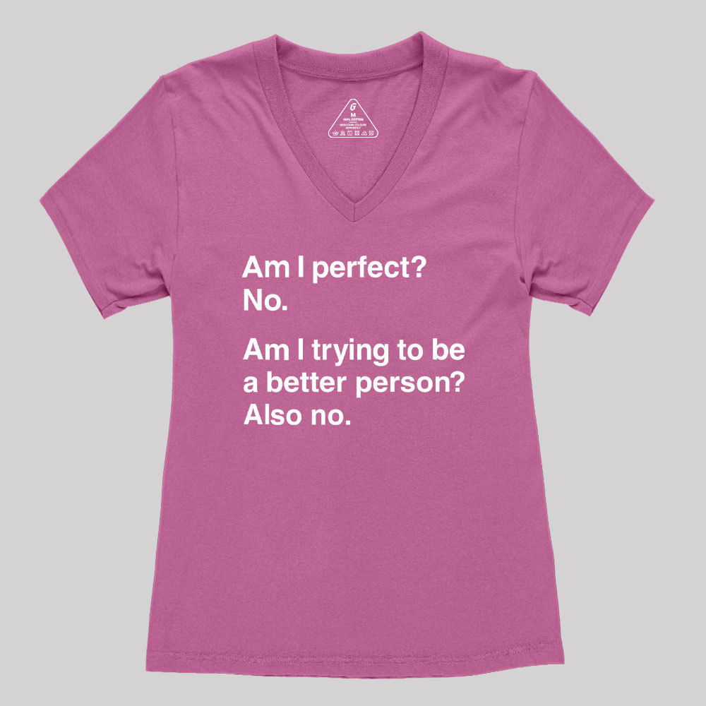 Geeksoutfit Am I Perfect No Women's V-Neck T-shirt for Sale