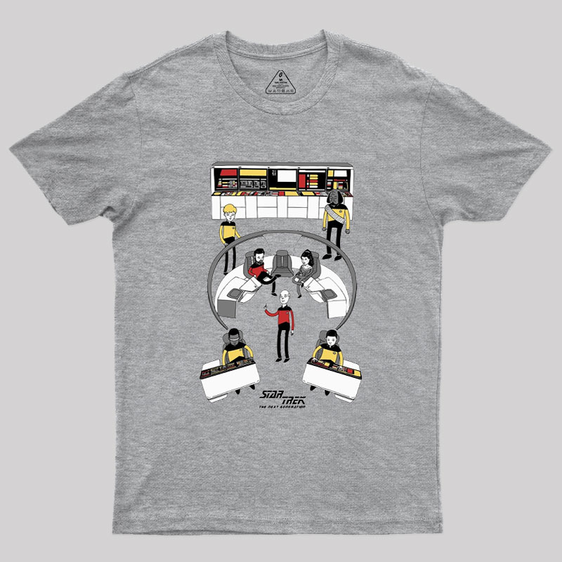 The Next Generation Cartoon Bridge Crew Geek T-Shirt