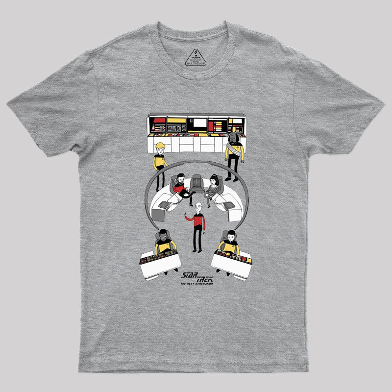The Next Generation Cartoon Bridge Crew Geek T-Shirt