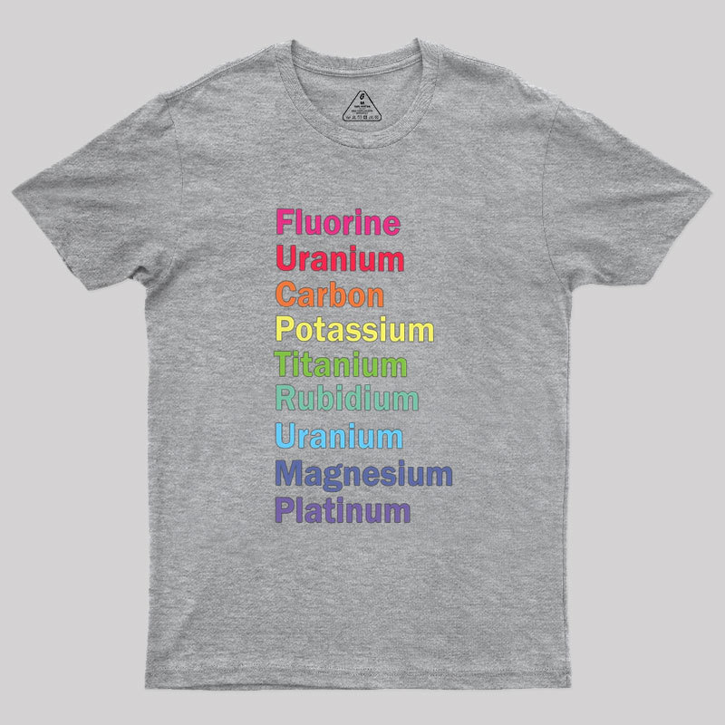 Fluorine Uranium Carbon Potassium Geek T-Shirt