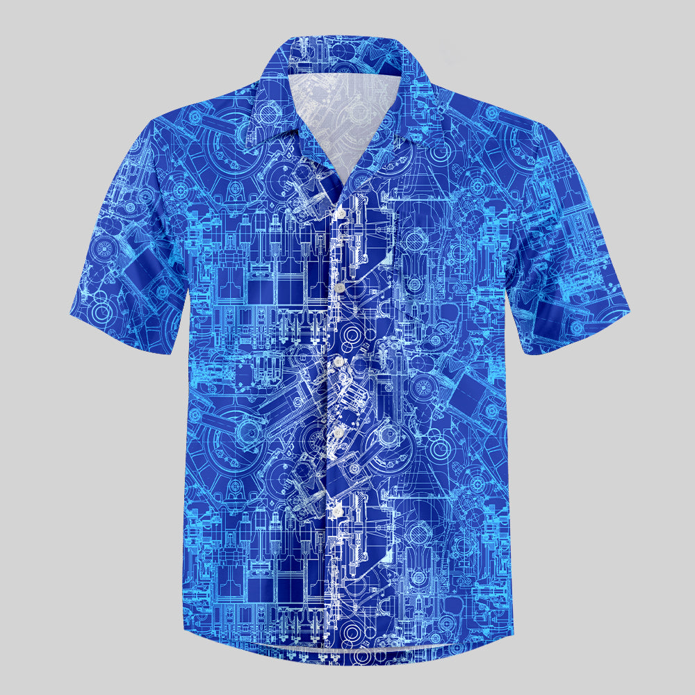 Complex Mechanical Circuit Button Up Pocket Shirt