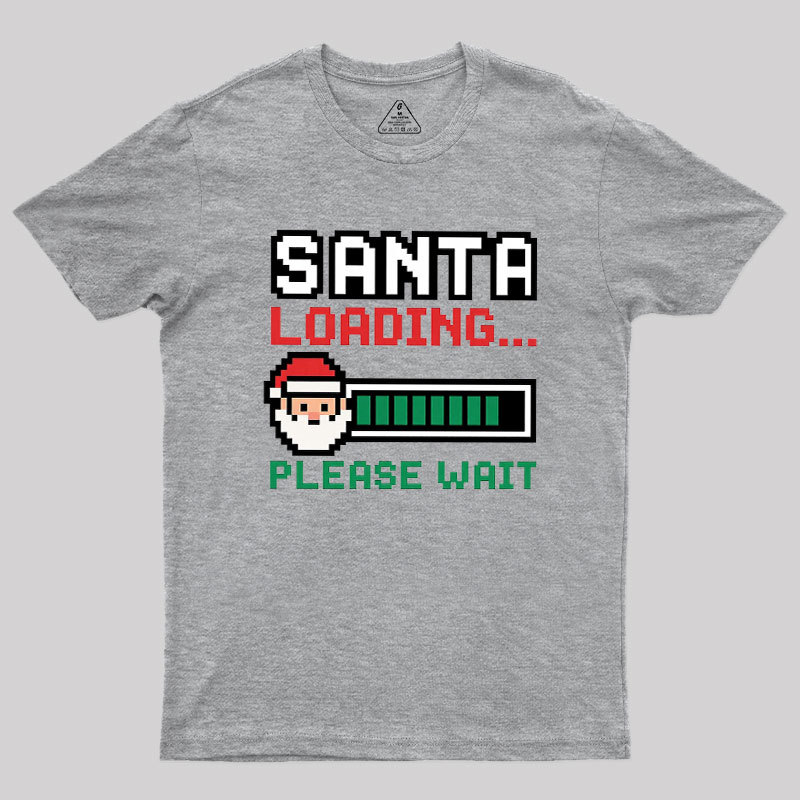 Santa Loading Pixel Design Geek T-Shirt