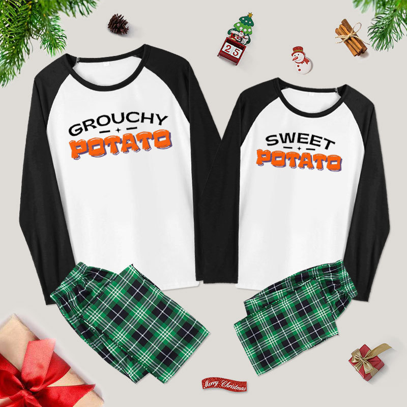 Grouchy Potato Sweet Potato Couple Pajama Sets