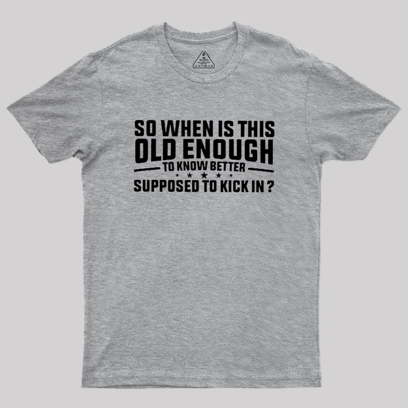 So When Is This Old Enough To Know Better Supposed To Kick In Geek T-Shirt