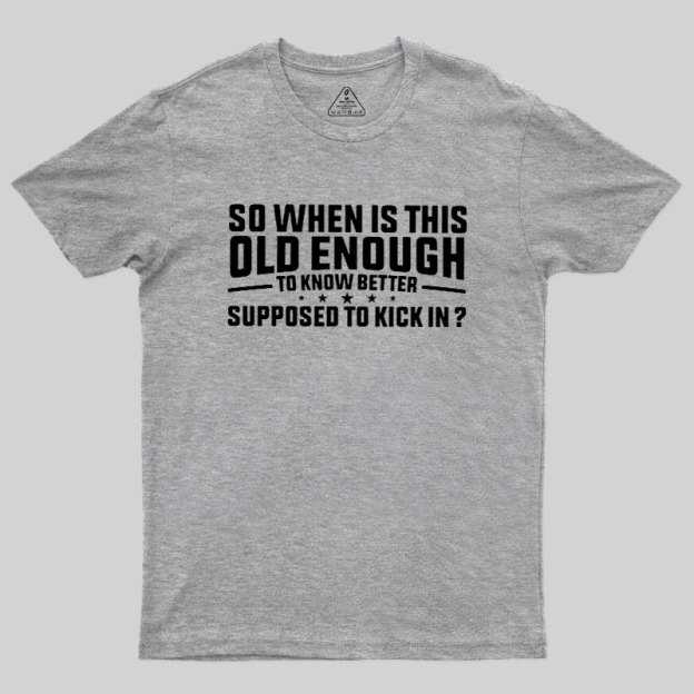 So When Is This Old Enough To Know Better Supposed To Kick In Geek T-Shirt