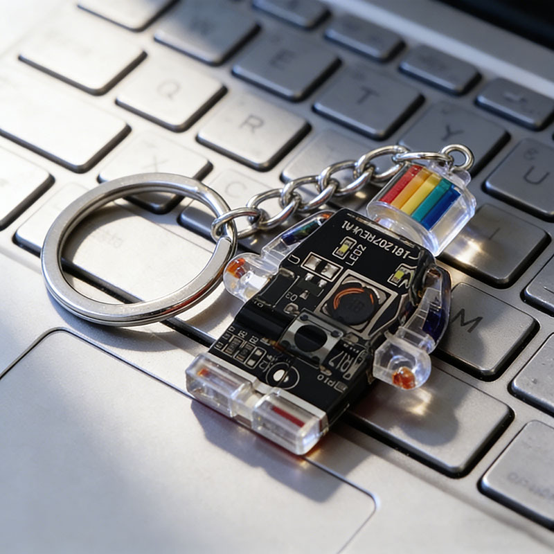 Transparent Electronic Robot Keychains