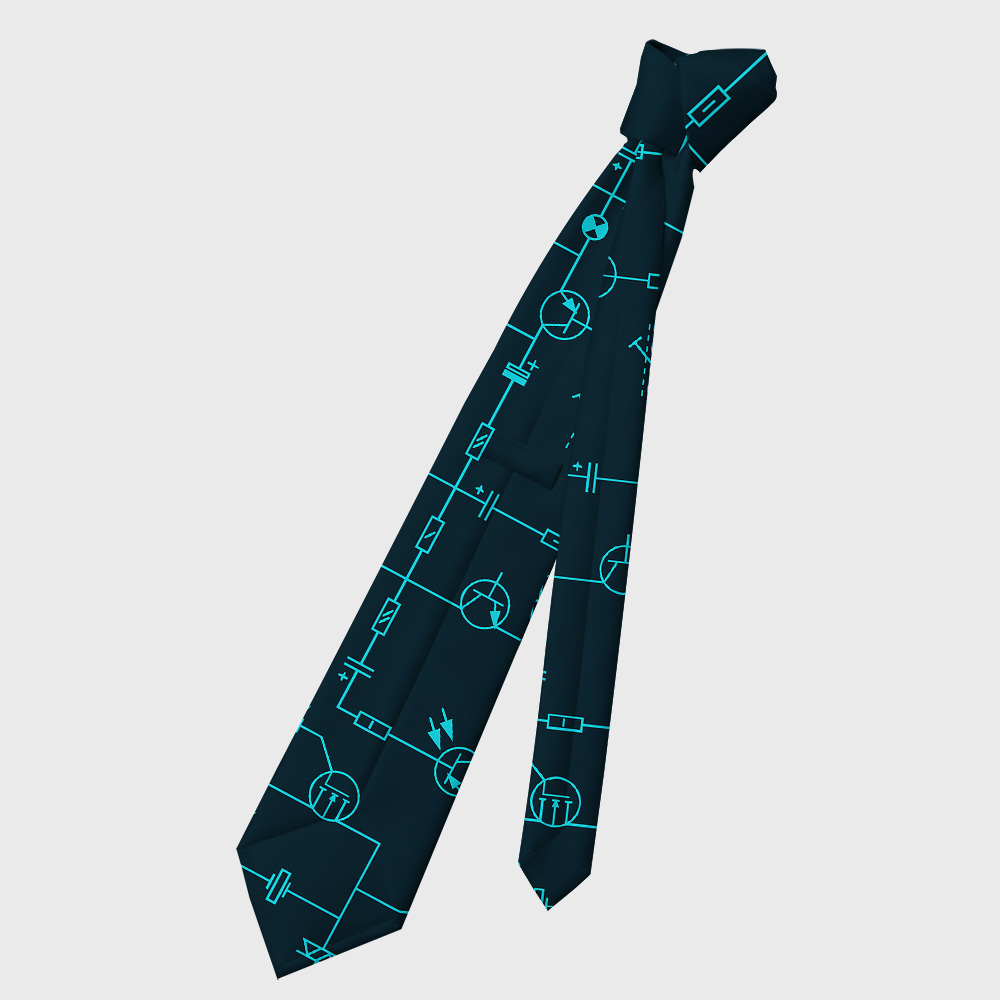 Electronic Components Arrow Dark Blue Geek Necktie