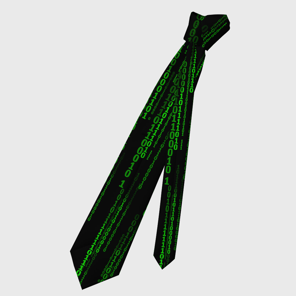 Follow the White Rabbit Black Green Design Art Geek Necktie