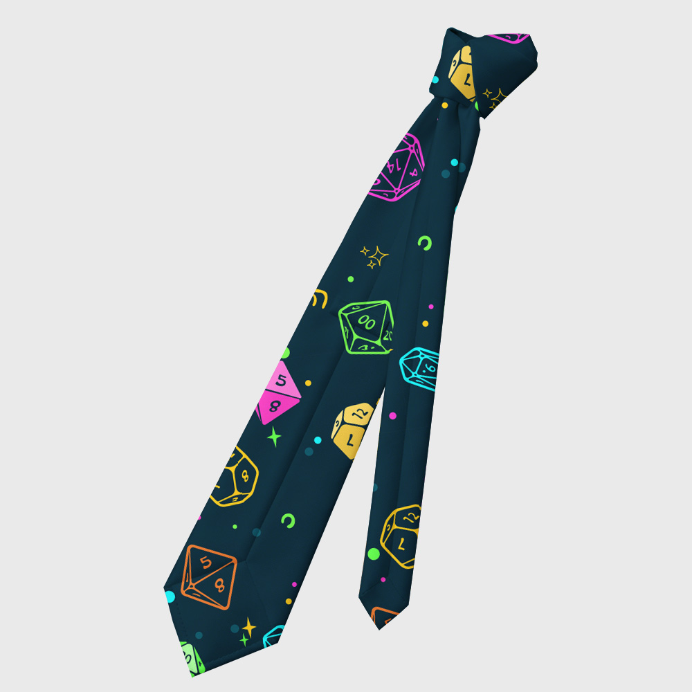 Colorful DND Dice RPG Geek Necktie