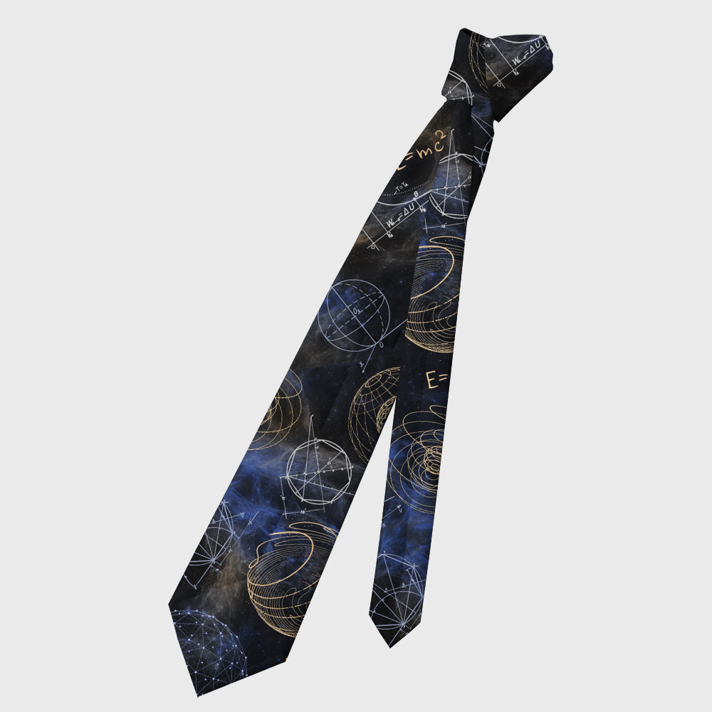 Nebula Cosmos Spherical Geometry Einstein Formula Geek Necktie