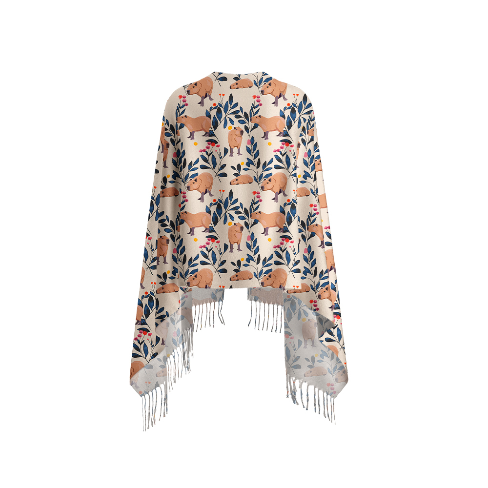 Capybara And Plants Geek Soft Fringed Scarf