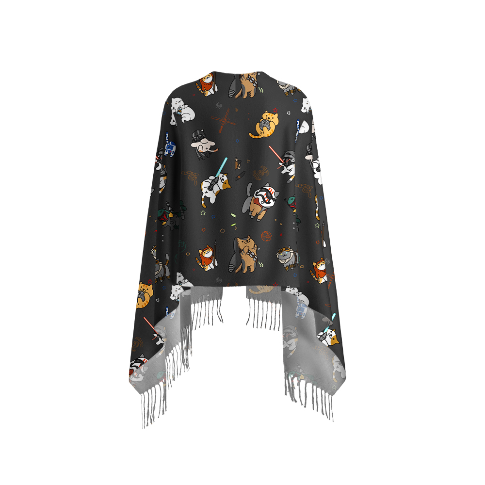 Tie The Fighter Cat Funny Geek Soft Fringed Scarf