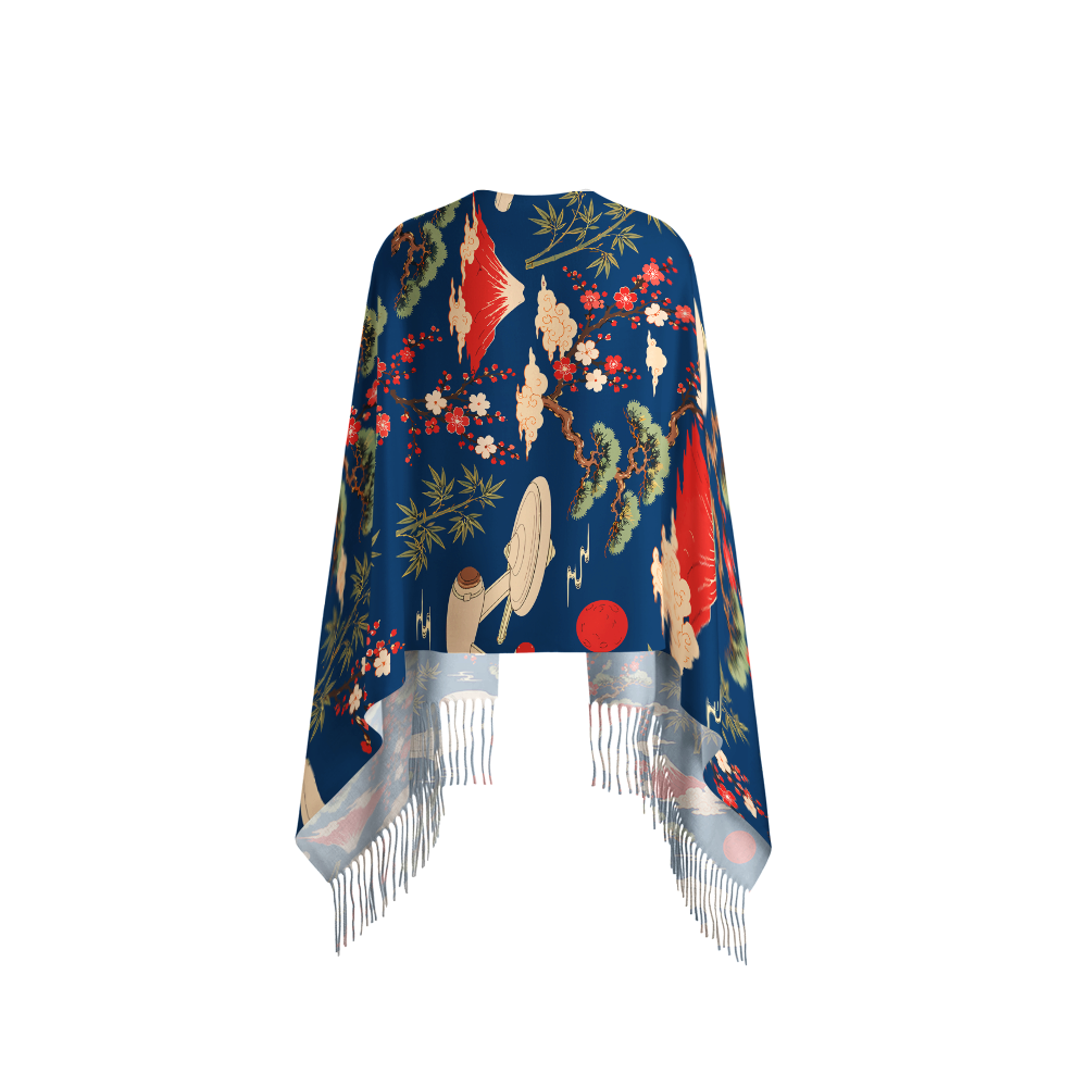 Sci-Fi Spaceship Ukiyo-e Style Geek Soft Fringed Scarf