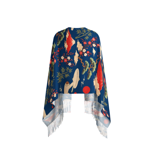 Sci-Fi Spaceship Ukiyo-e Style Geek Soft Fringed Scarf