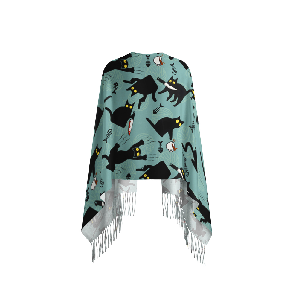 Naughty Kitten Geek Soft Fringed Scarf