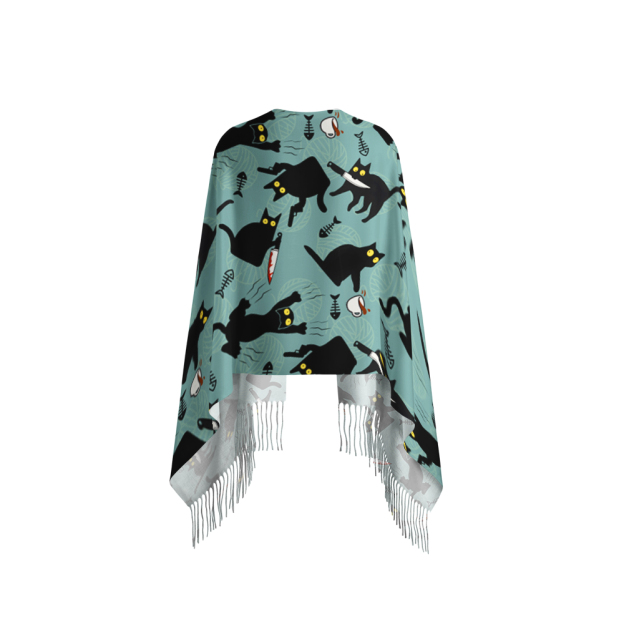 Naughty Kitten Geek Soft Fringed Scarf