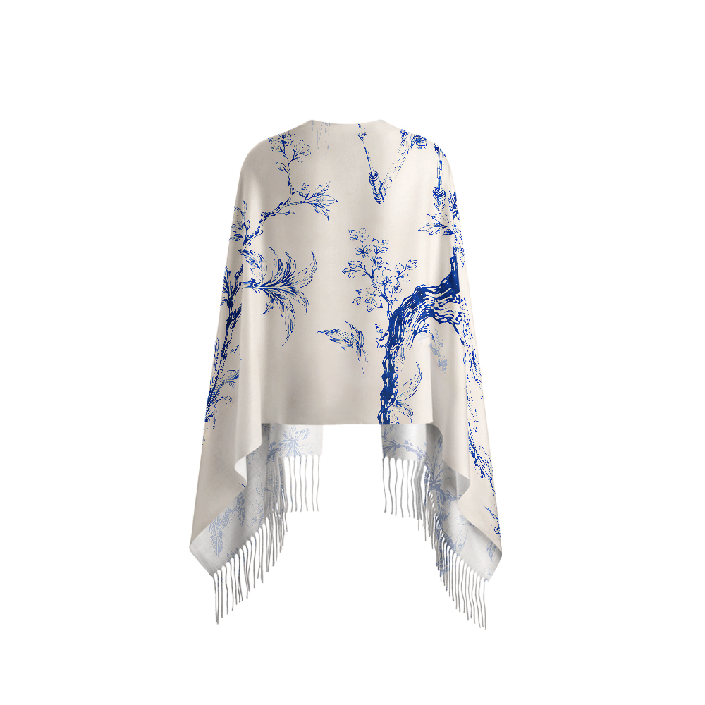 Celestial Blueware Geek Soft Fringed Scarf