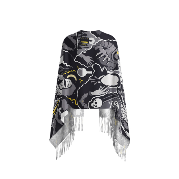 Classic Spooky Monster Collage Geek Soft Fringed Scarf