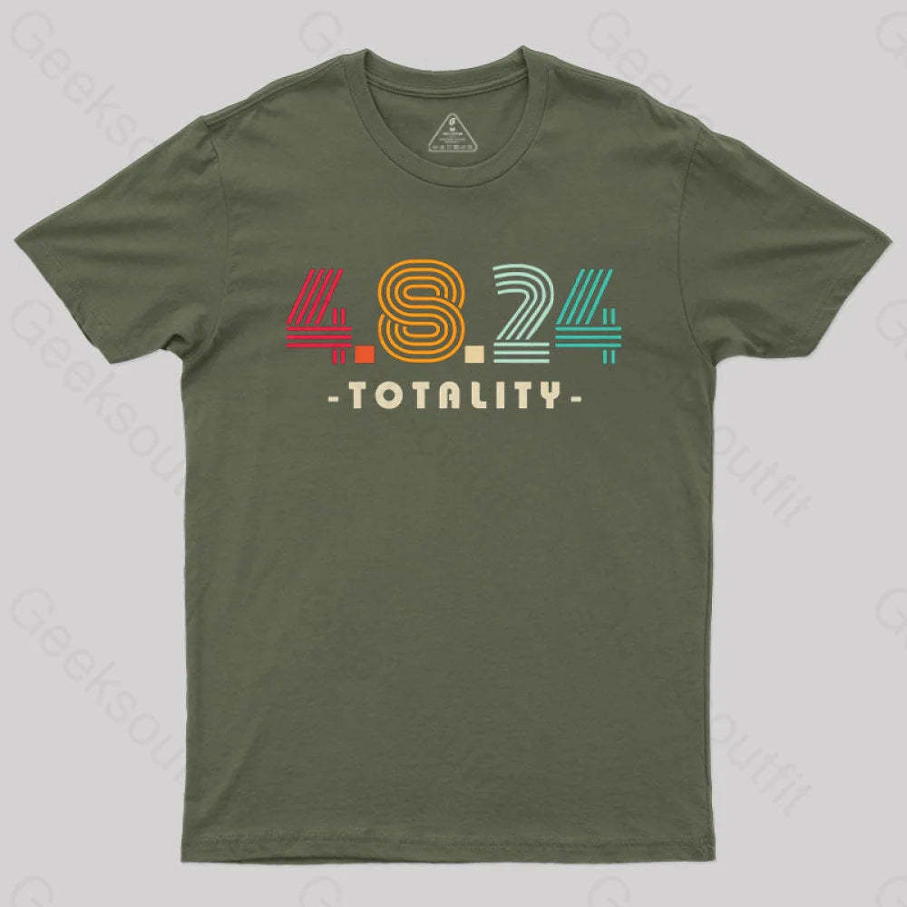 4.8.24 Totality Solar Eclipse Retro Vintage T-Shirt Army Green / S