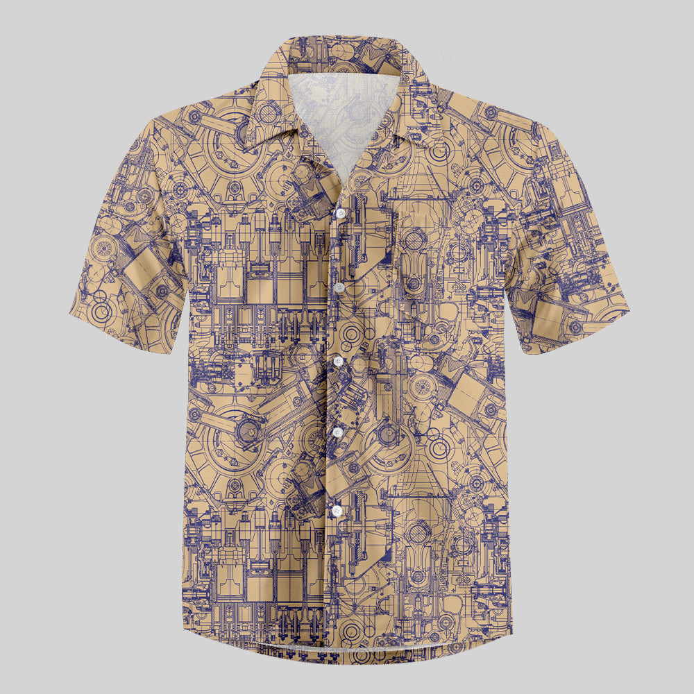 Complex Mechanical Circuit Button Up Pocket Shirt