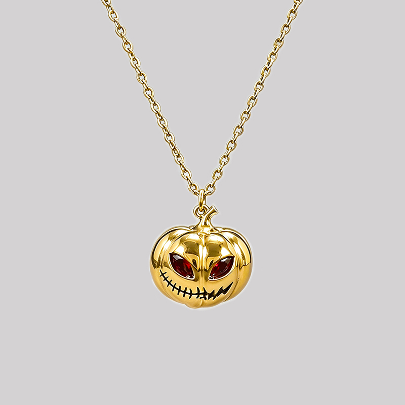 Stitch Grin Pumpkin Halloween Geek Sculptural Necklace