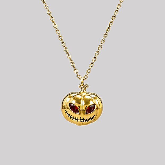 Stitch Grin Pumpkin Halloween Geek Sculptural Necklace