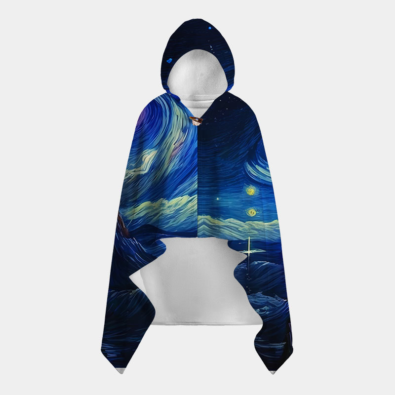 Starry Night of Mountain Flannel Cloak