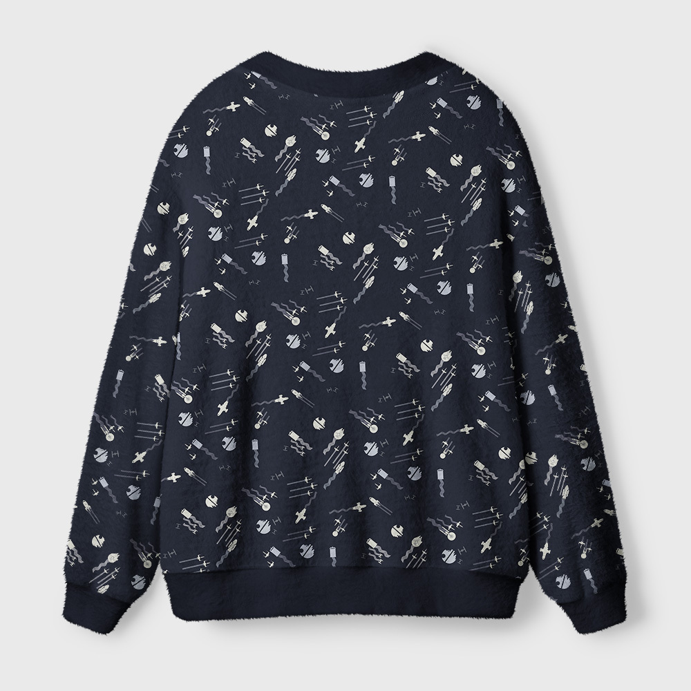 Deep Space Fleet Silhouette Seamless Geek Ugly Cardigan Sweaters