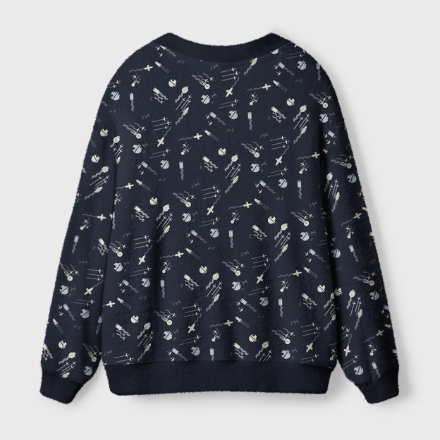 Deep Space Fleet Silhouette Seamless Geek Ugly Cardigan Sweaters