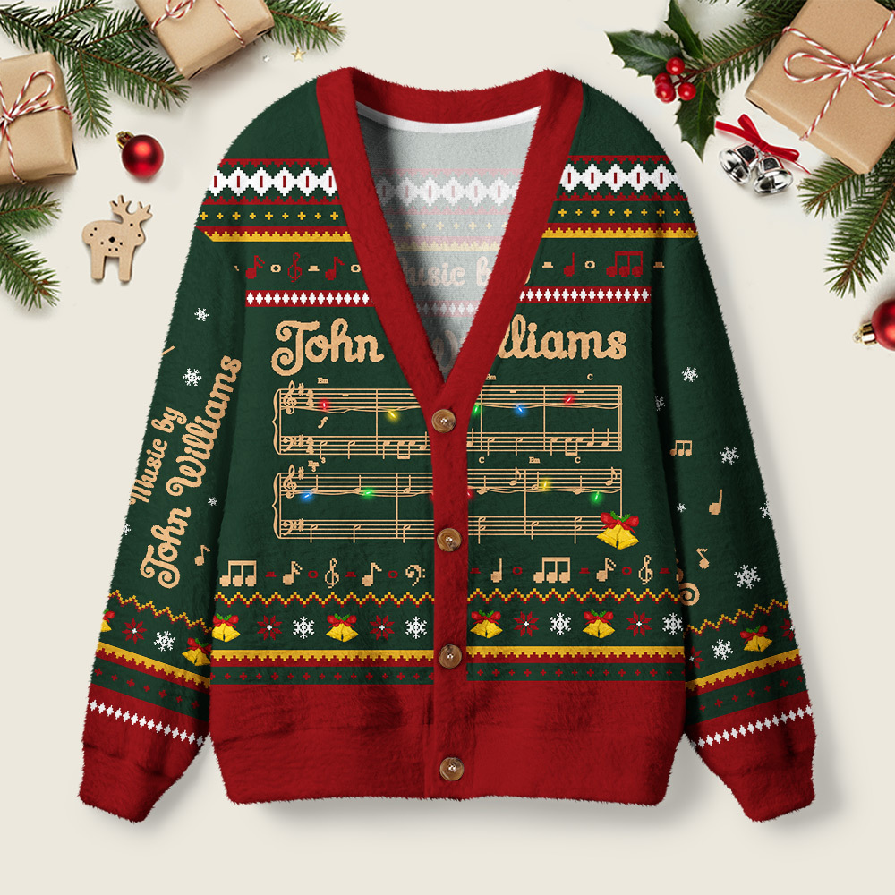 Geeksoutfit Music by John Williams Geek Ugly Cardigan Sweaters  for Sale