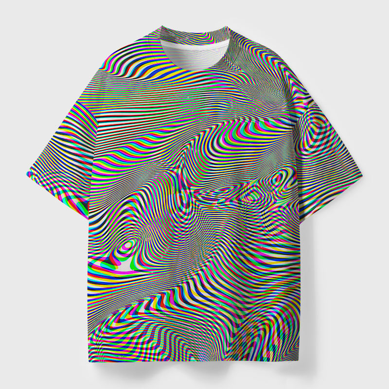 Glitch Wave Geek Eco Oversized Graphic Tees