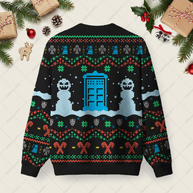Doctor Who Black Ugly Christmas Fuzzy Fleece Sweatshirt