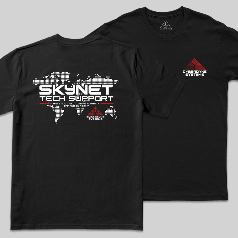 Global Digital Network Tech Support Front and Back Printed Geek T-Shirt