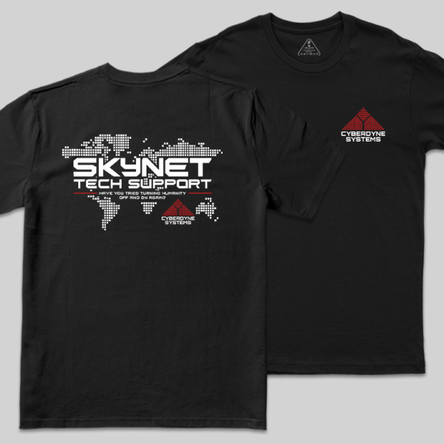 Global Digital Network Tech Support Front and Back Printed Geek T-Shirt