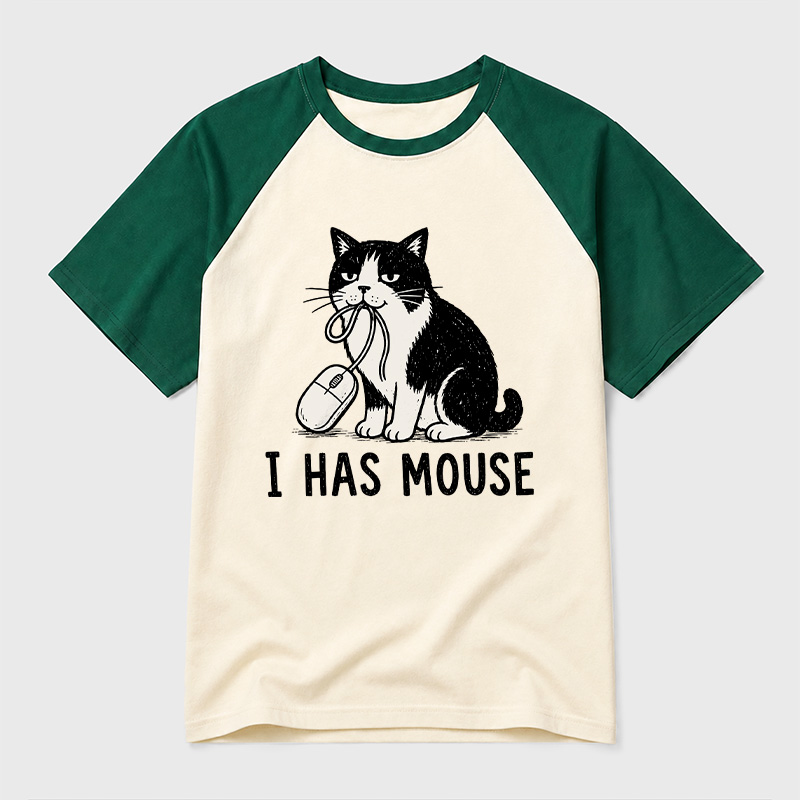 I Has Mouse Geek Retro Raglan T-Shirt