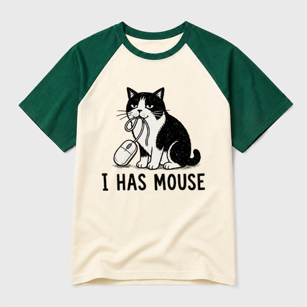 I Has Mouse Geek Retro Raglan T-Shirt