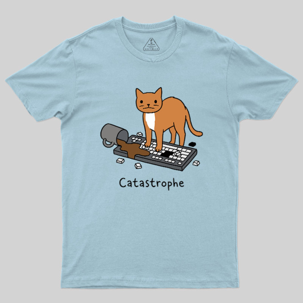 Catastrophe Spilled Coffee Cat Geek T-Shirt