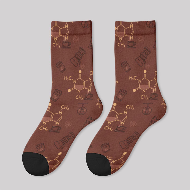 Chemical Formula of Caffeine Men's Socks