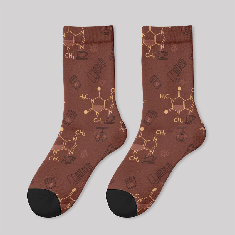 Chemical Formula of Caffeine Men's Socks